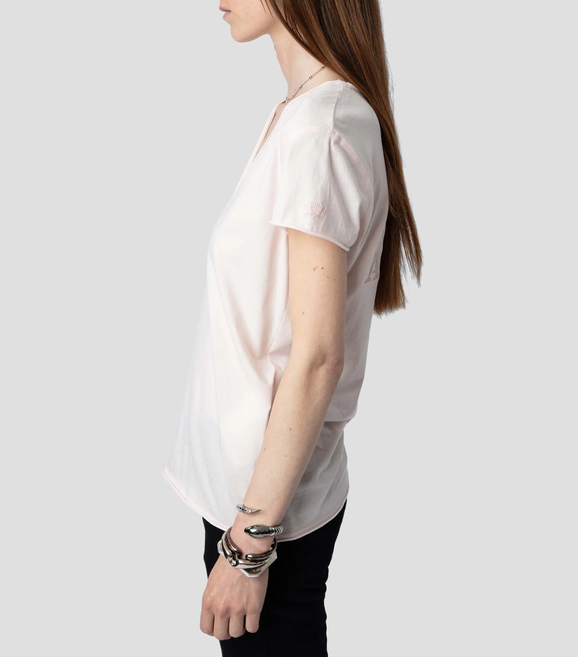 Zadig & Voltaire Playera cuello en V manga corta estampada Mujer