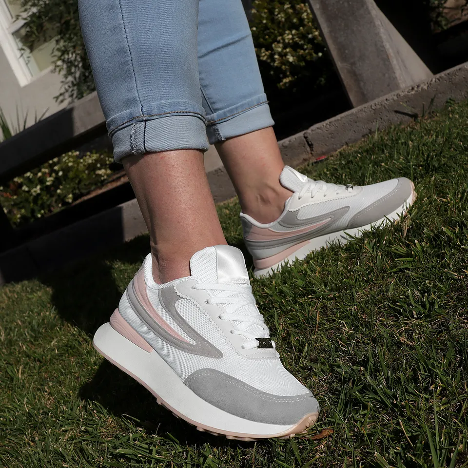 Zapatilla Balance 01 Blanca con Rosa