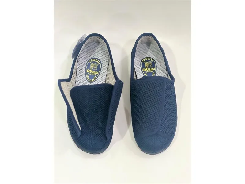 ZAPATILLA DE CASA ANATÓMICA CON VELCRO 76755 LA CADENA EN MARINO