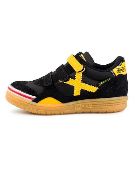 Zapatilla de niño Munich Gresca Negro Amarillo