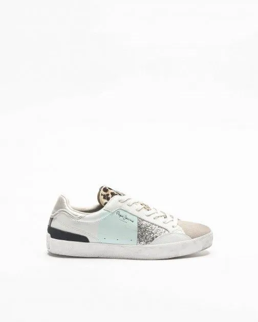 Zapatillas blancas Pepe Jeans London Lane Shine W Blanco