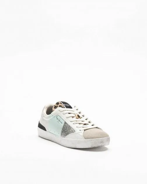 Zapatillas blancas Pepe Jeans London Lane Shine W Blanco