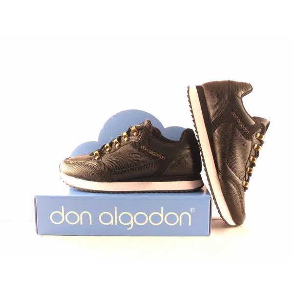 Zapatillas deportivas mujer DON ALGODON negro con cordones