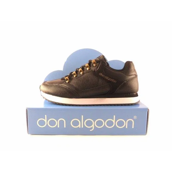 Zapatillas deportivas mujer DON ALGODON negro con cordones