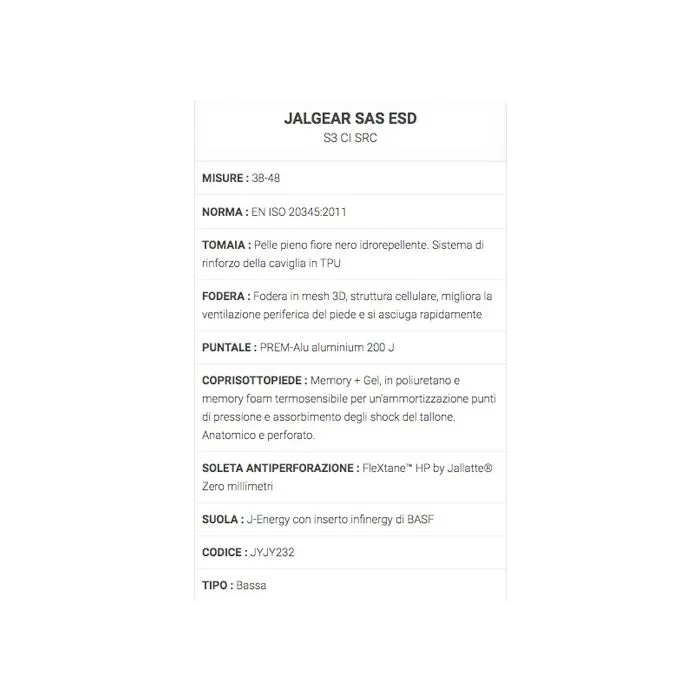 Zapatos de seguridad Jallatte Jalgear SAS S3 CI SRC ESD