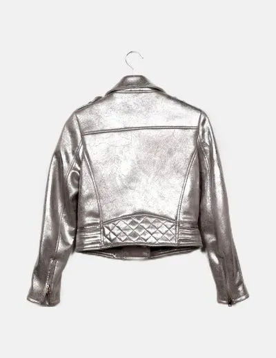 Zara Chaqueta biker plateada